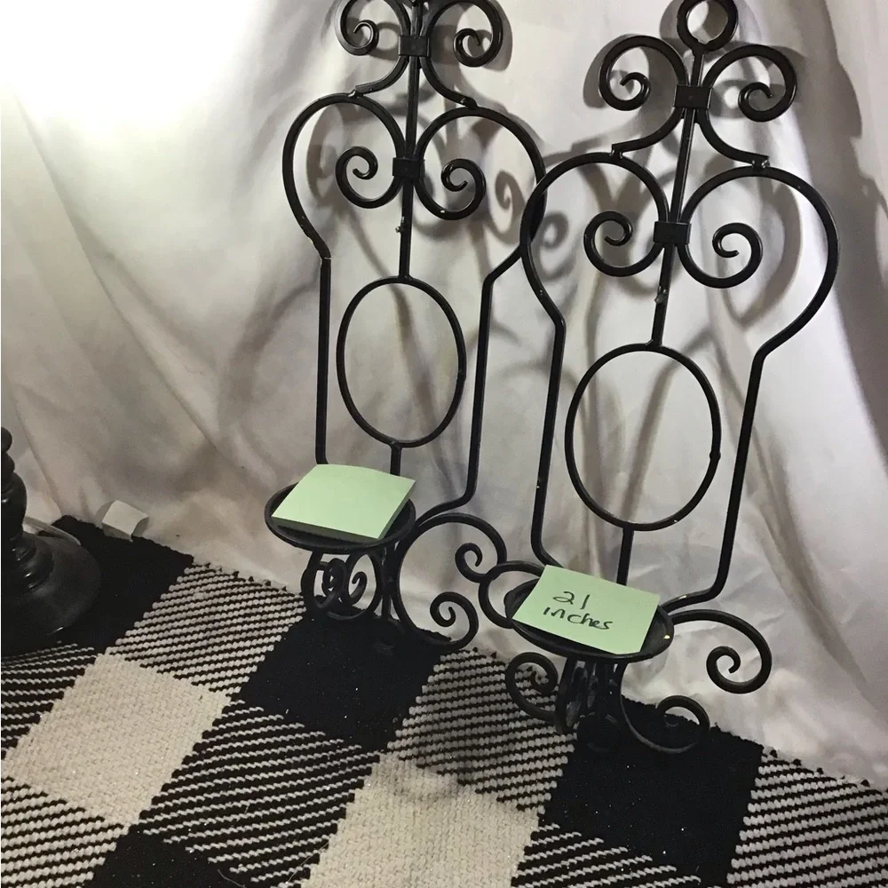 Elegant Black Wrought Iron Wall Decor Set